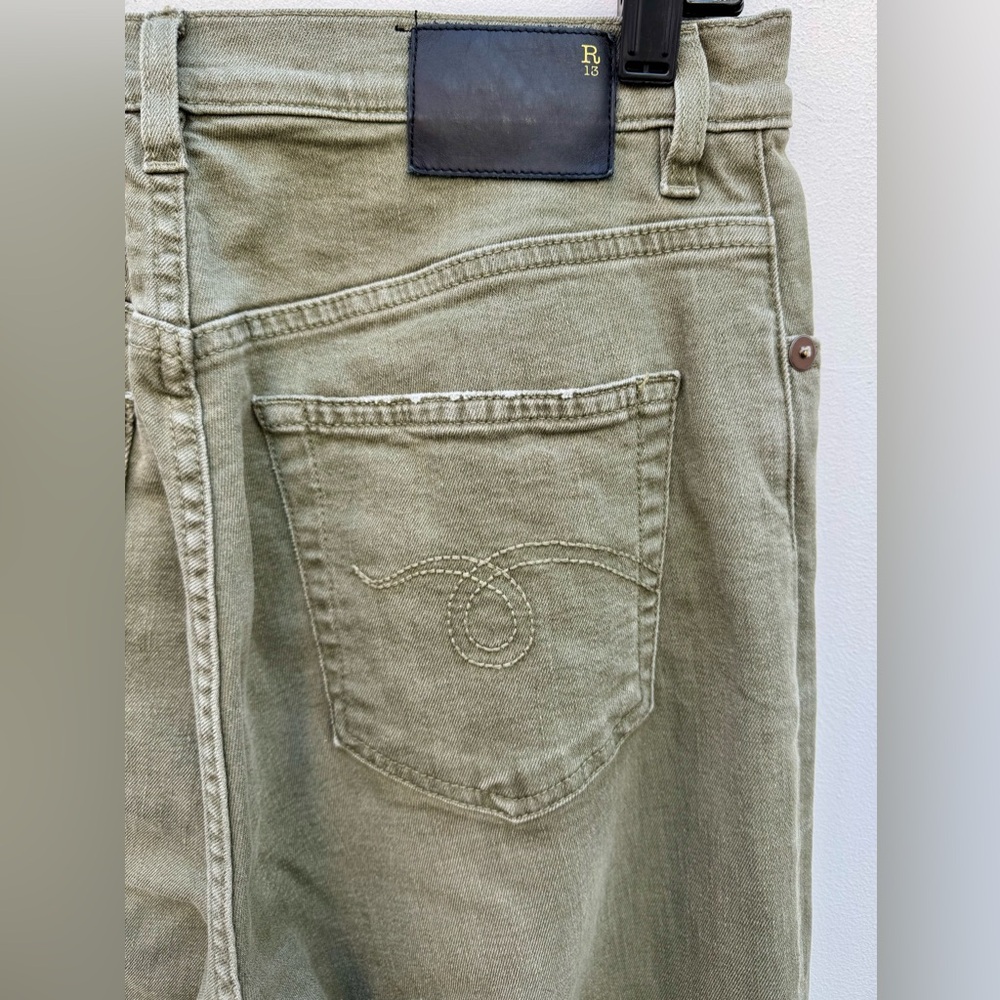 R13 - Jane Jean in Olive Green Stretch. Size 31 - Picture 9 of 16